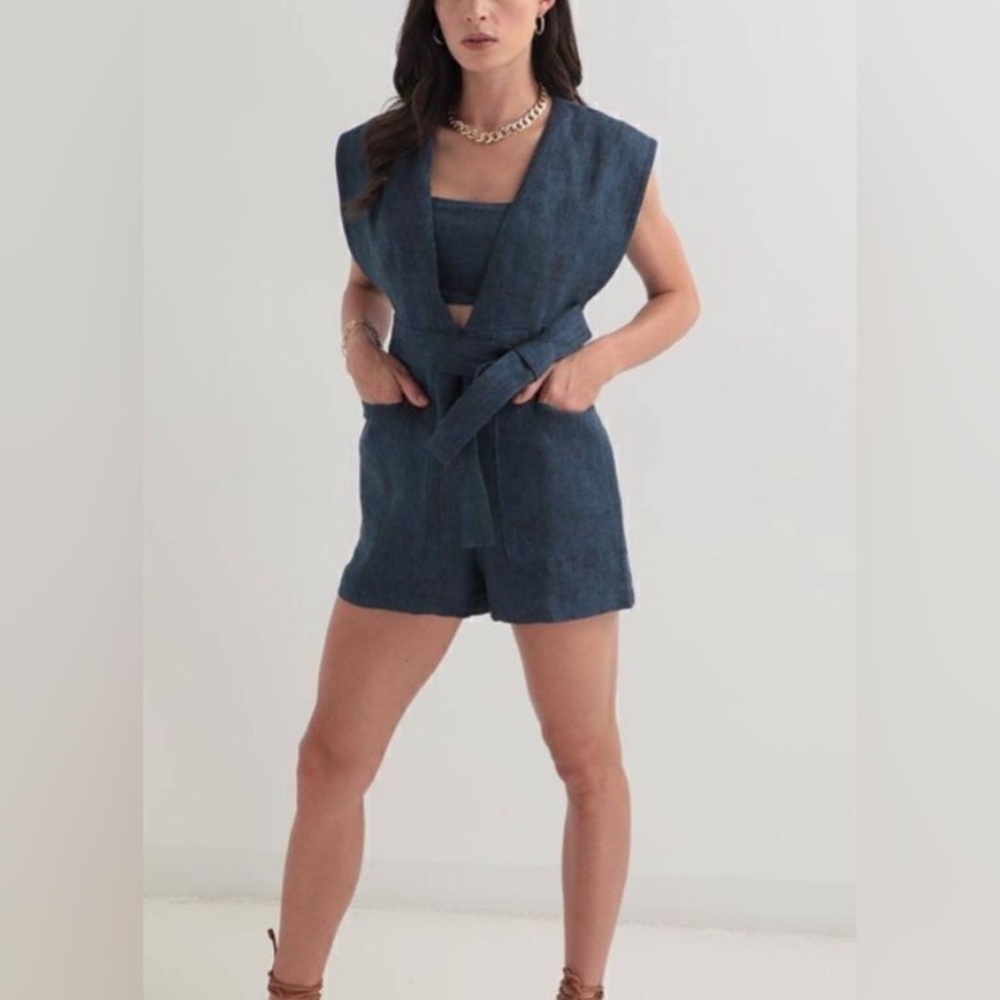 Banana Republic Blue Maxine Linen Playsuit NWT - Picture 6 of 10